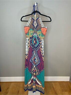 Flying Tomato Multicolor Geometric Print Maxi Dress - Medium